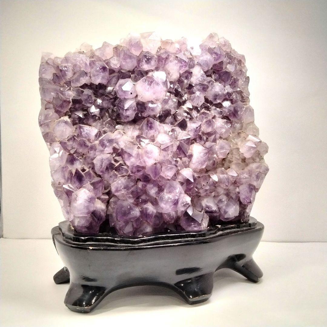 Y329 縁起物 ウルグアイ産 アメジスト 高さ28㎝ 総重量6.9㎏ 唐木台付