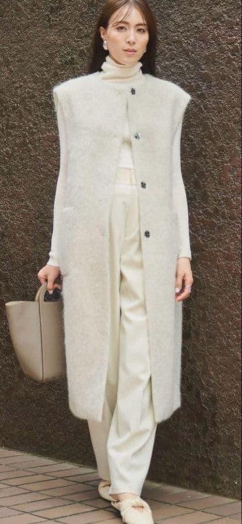 #newans✴︎ロングファーコクーンベスト　アイボリー