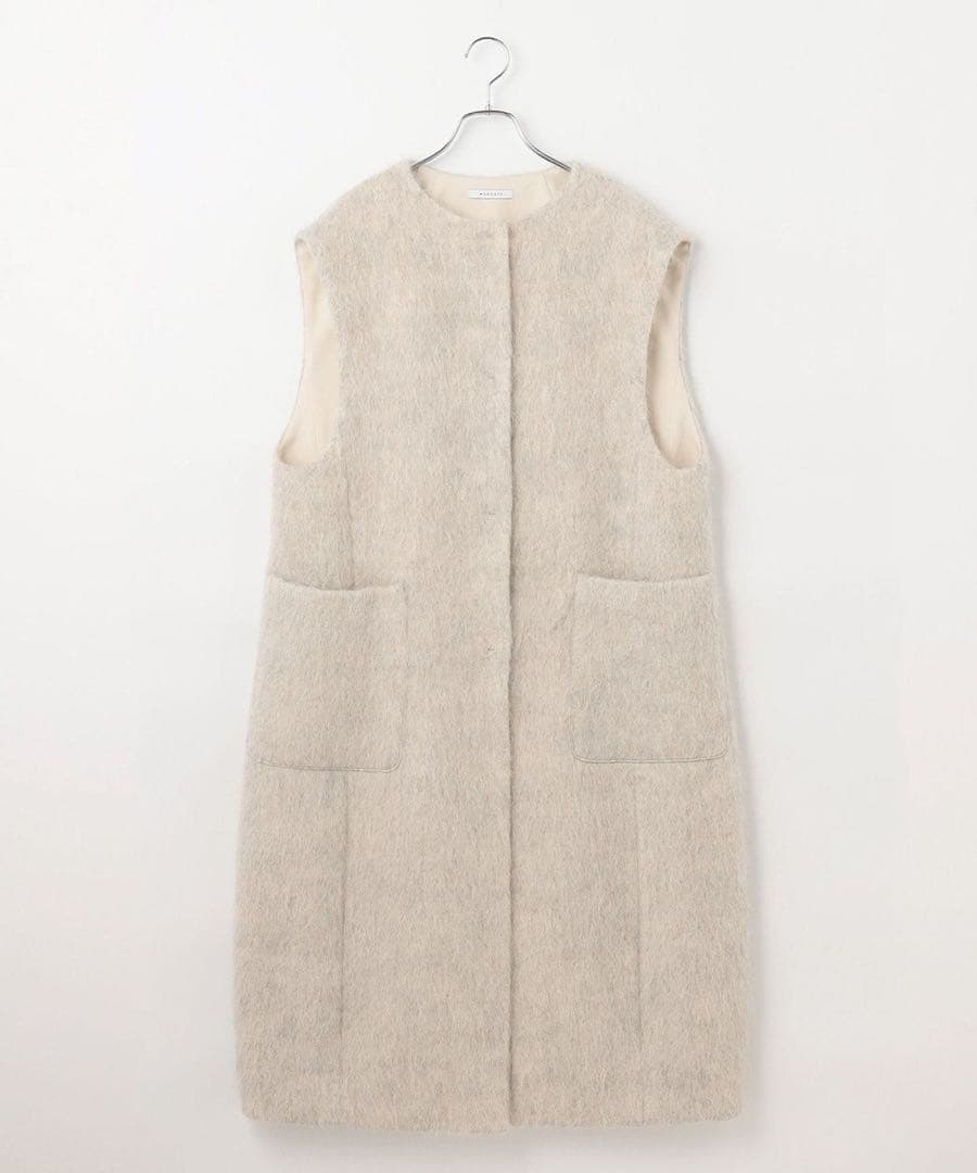 #newans✴︎ロングファーコクーンベスト　アイボリー