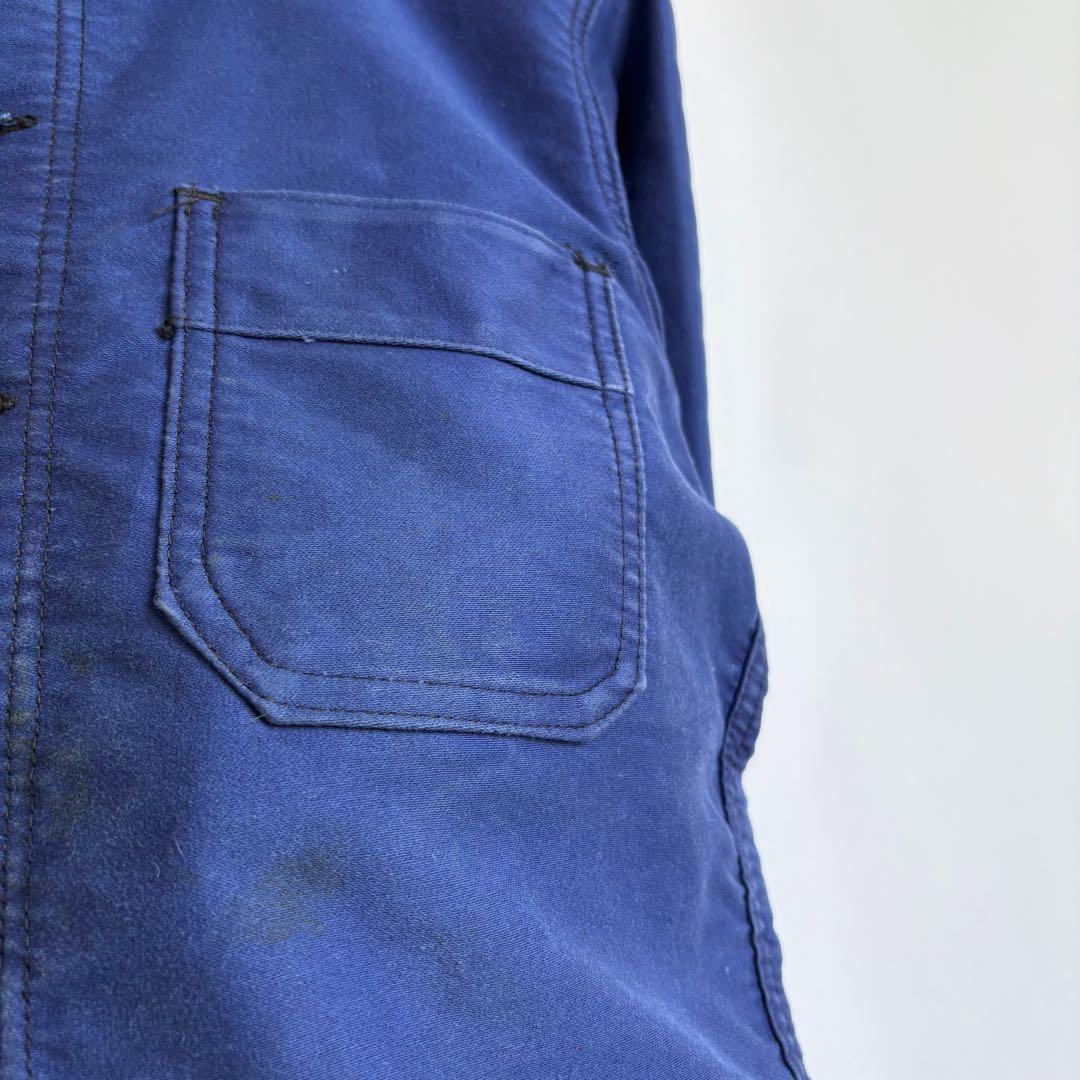 60s フレンチ モールスキンジャケット カバーオール ワークジャケット ブルー