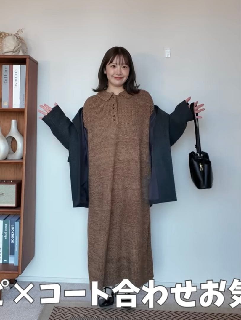 新品タグ付★OLUN ニットポロワンピース　ブラウン　Mサイズ オルン　きりまる