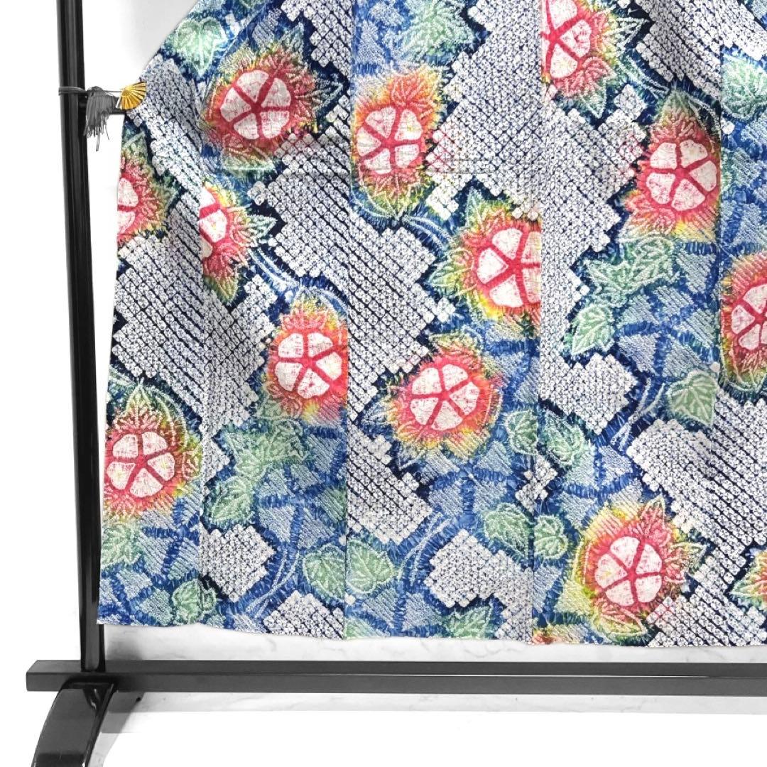 浴衣　有松鳴海絞り　朝顔　ぼかし染め　グラデーション　着物　063a d