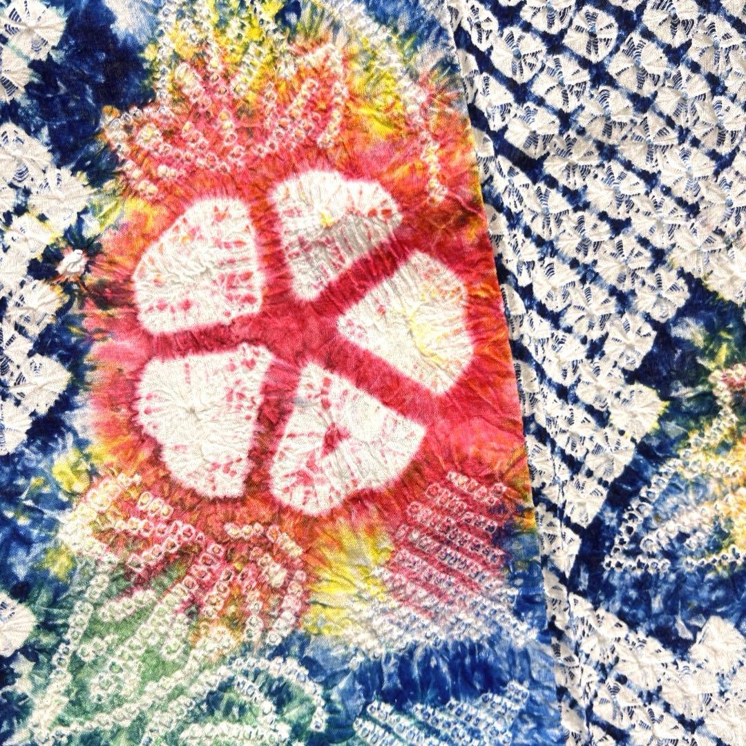 浴衣　有松鳴海絞り　朝顔　ぼかし染め　グラデーション　着物　063a d