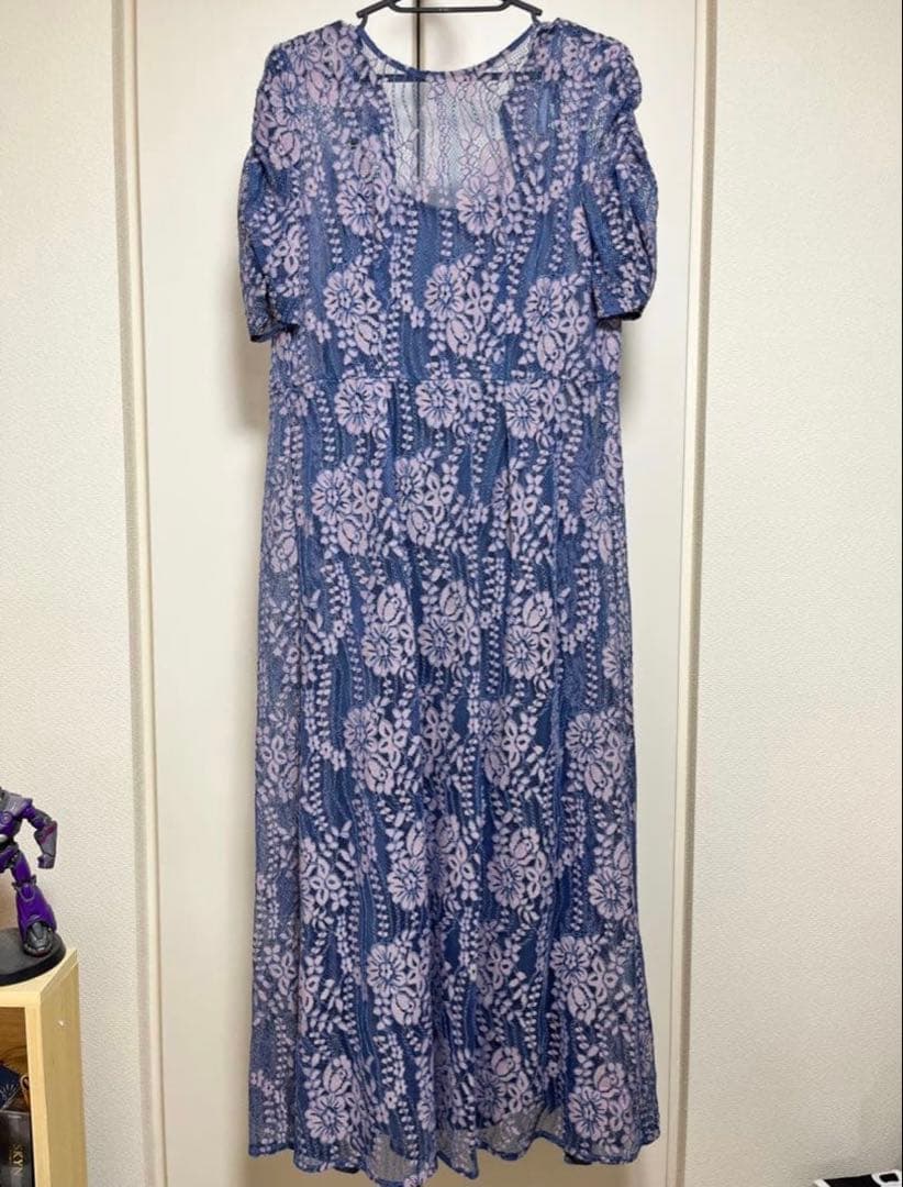 kaene 花柄レース ロングワンピースドレス