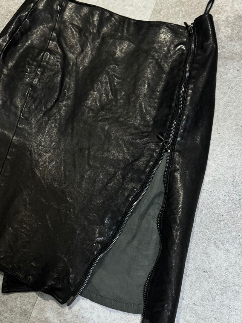 INCARNATION 黒 レザー ラップスカート GUIDI BACKLASH