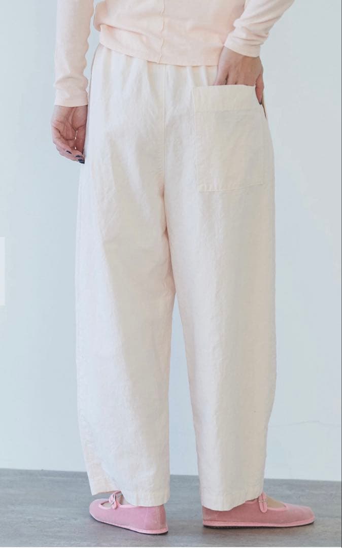 【yuni10周年】ハイツイスト コットン/リネン バックゴムパンツ