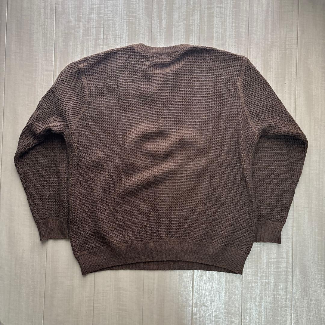l.l.bean ヘンリーネックニット　セーター　ワッフル　ブラウン　90s