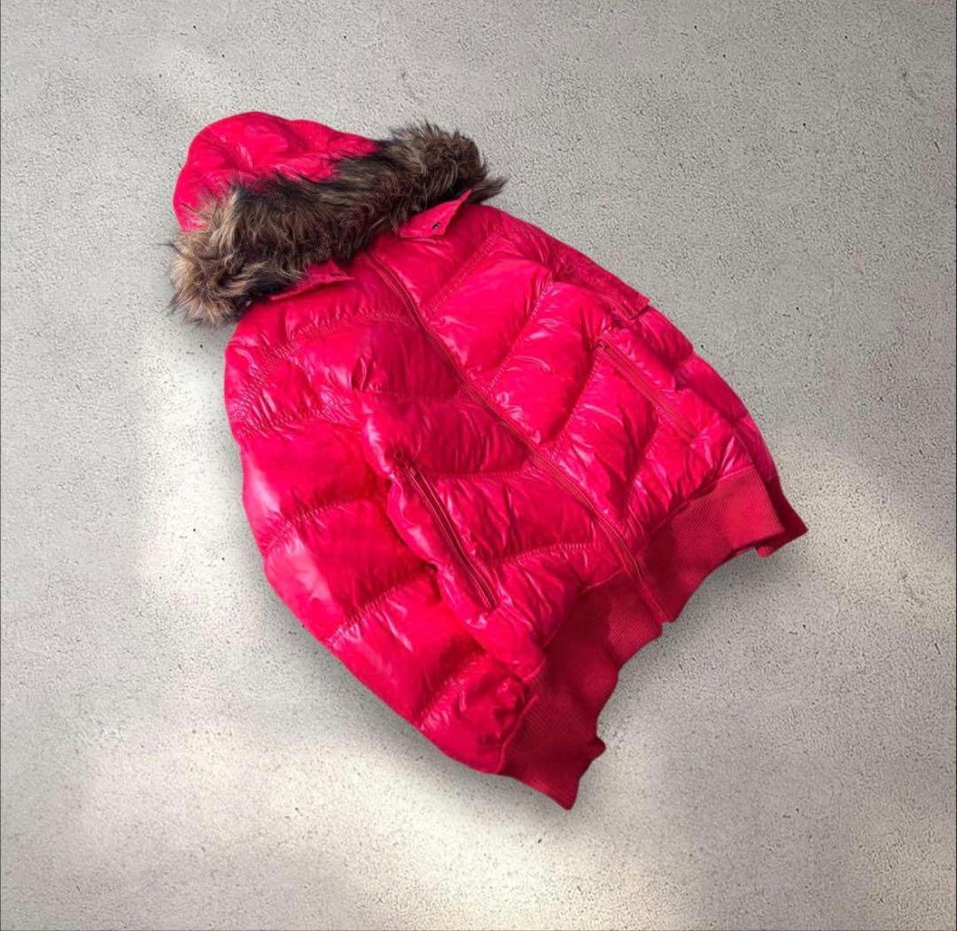 00s お兄系 olduniqro 光沢 ファーダウンジャケット グランジy2k