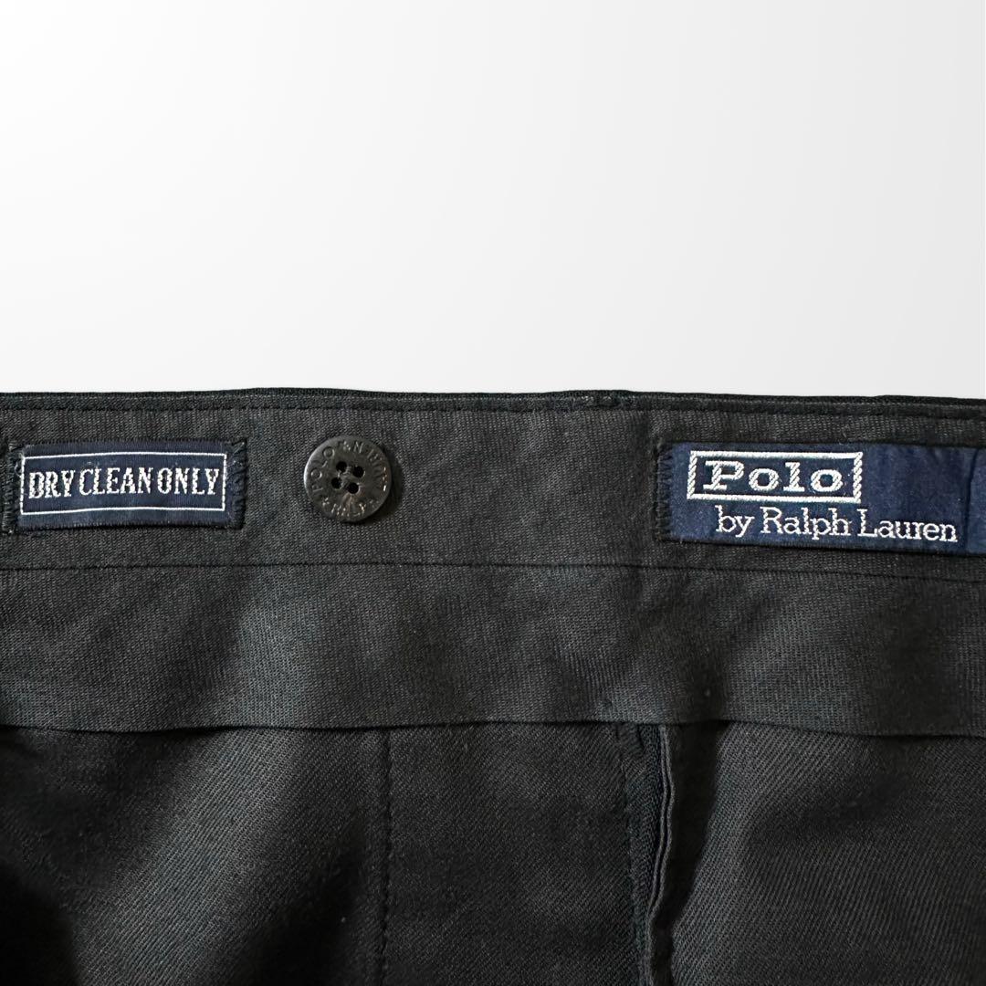 ポロ ラルフローレン ウール 黒 スラックス W36 ブラック 古着　ワイド