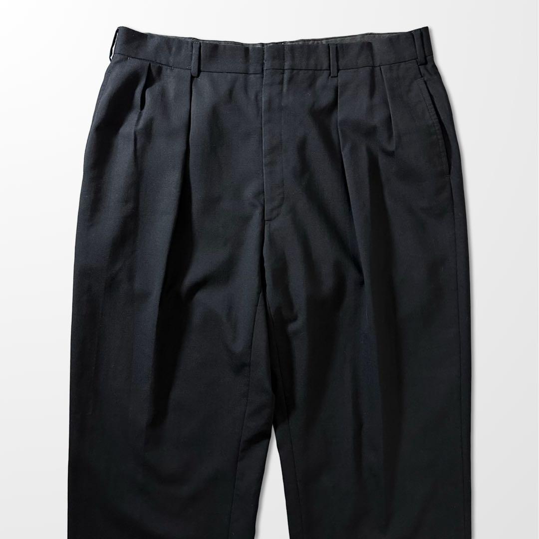 ポロ ラルフローレン ウール 黒 スラックス W36 ブラック 古着　ワイド
