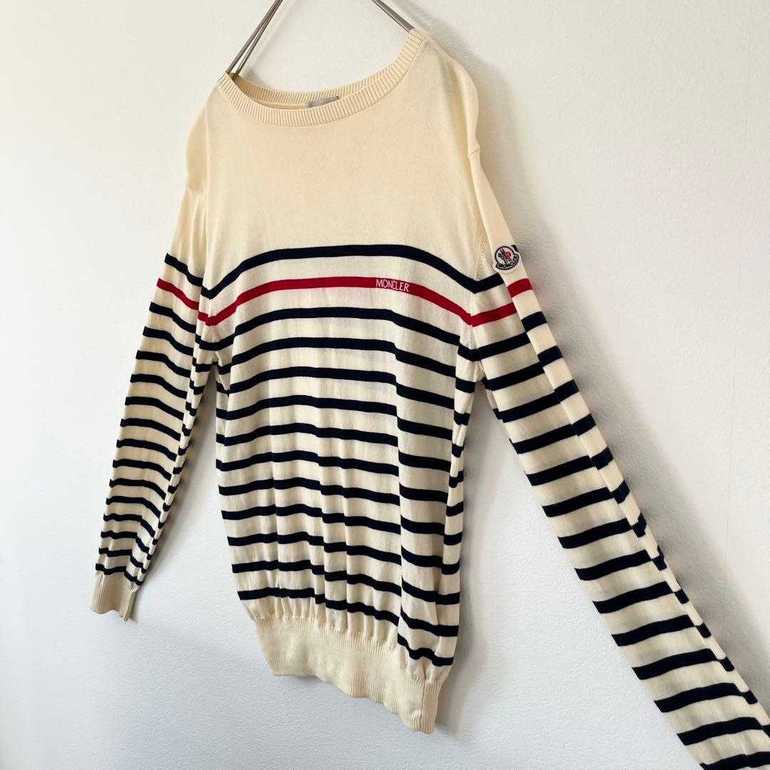 【人気定番】モンクレール ニット セーター ボーダー クリーム S
