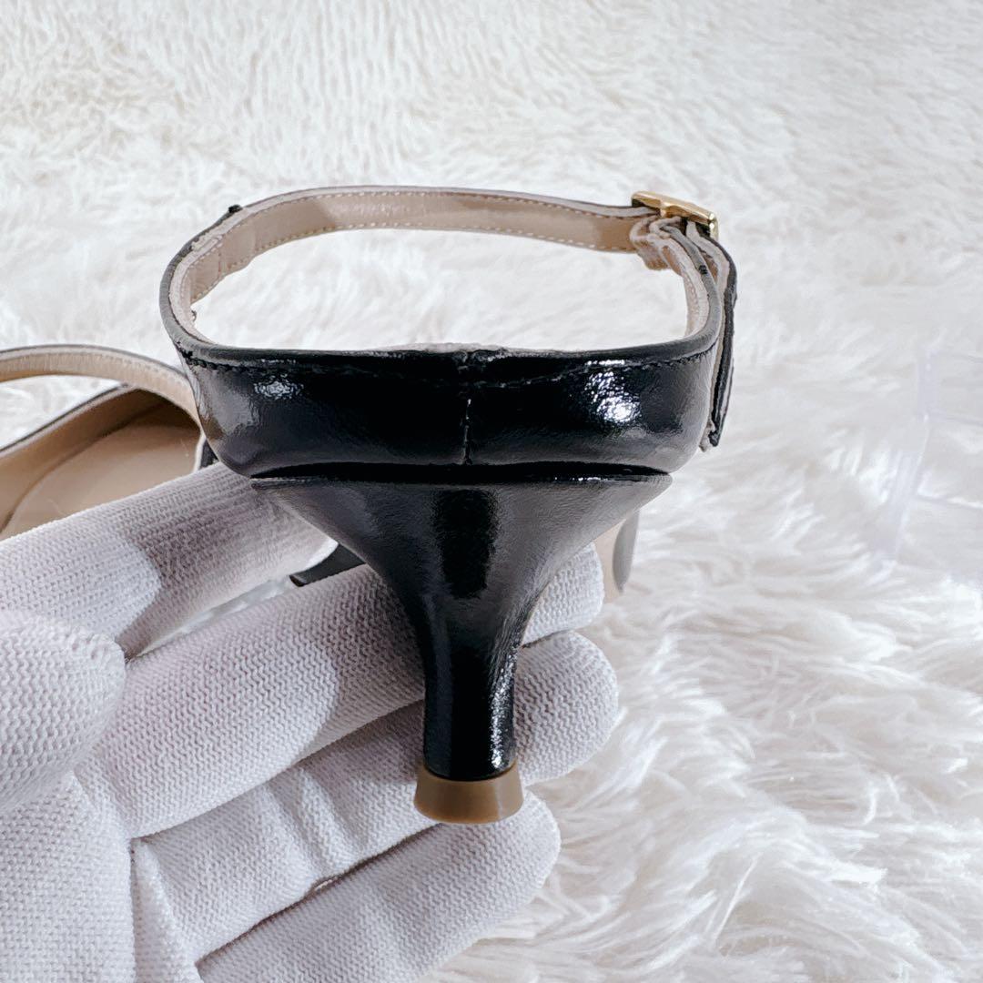 未使用級 FABIO RUSCONI ポインテッドトゥ ストラップミュール 黒