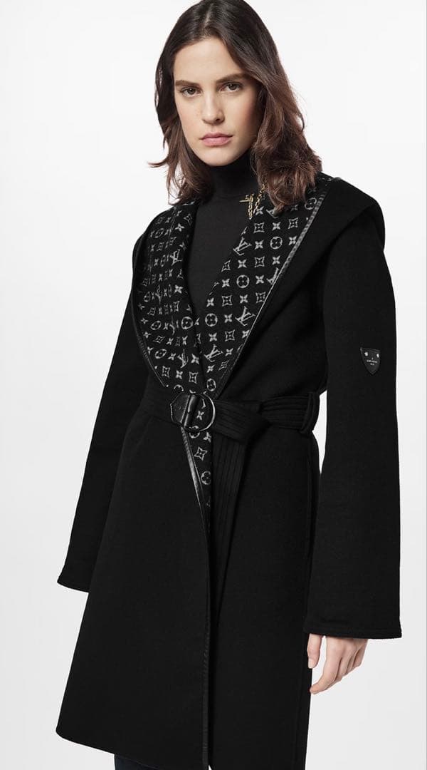 美品 希少サイズ フーデッドラップコート