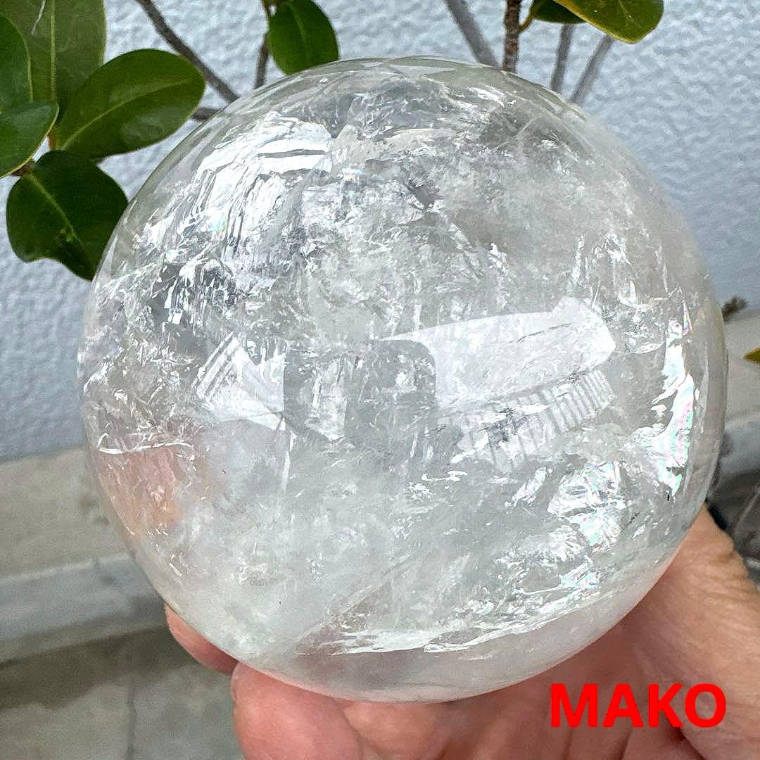 M1846☆水晶丸玉86mm921g☆アイリスクォーツ☆天然石☆N51002