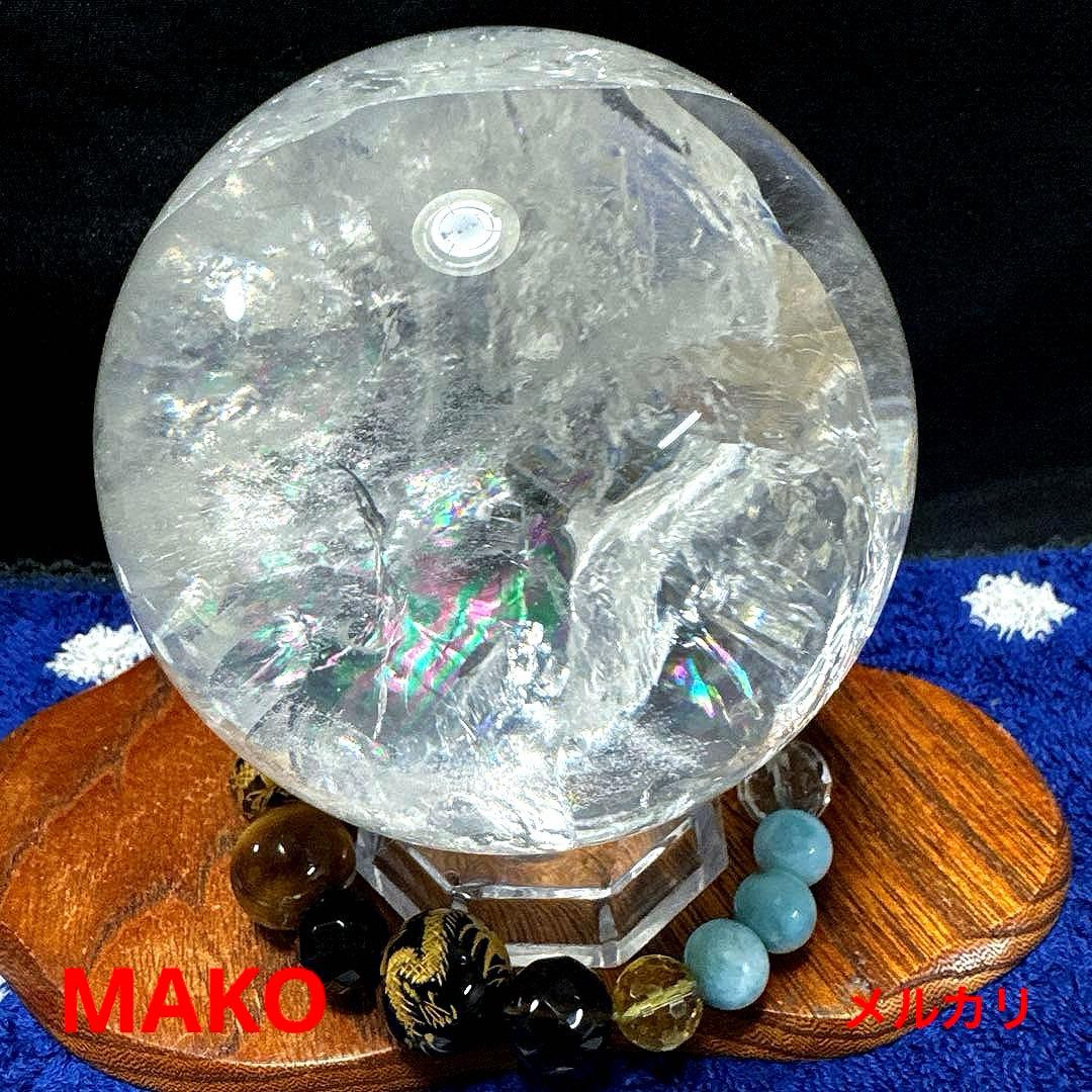 M1846☆水晶丸玉86mm921g☆アイリスクォーツ☆天然石☆N51002