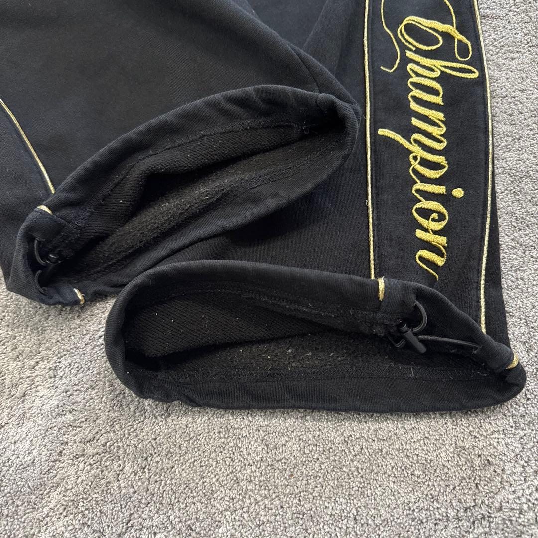 【希少サイズ】チャンピオン 魔裟斗ジャージセットアップ 黒×金 刺繍　フーディー