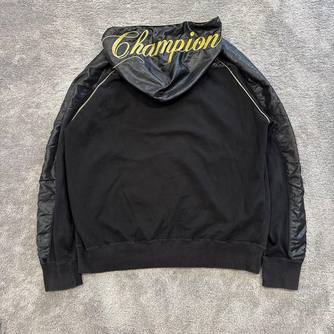 【希少サイズ】チャンピオン 魔裟斗ジャージセットアップ 黒×金 刺繍　フーディー