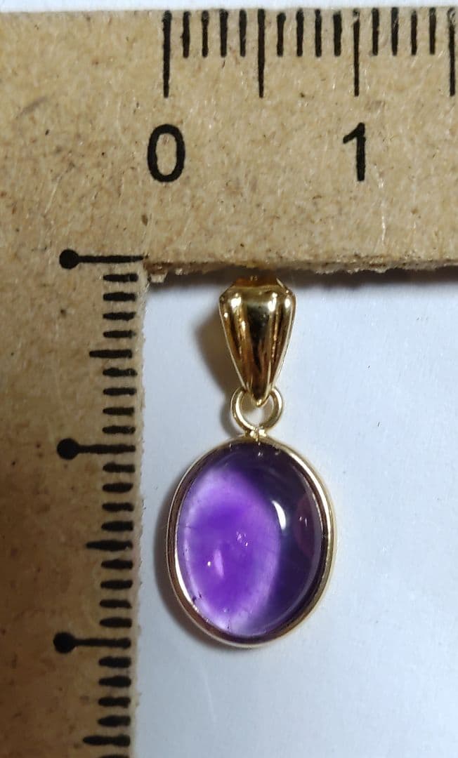 K18金 アメジスト オーバルチャーム