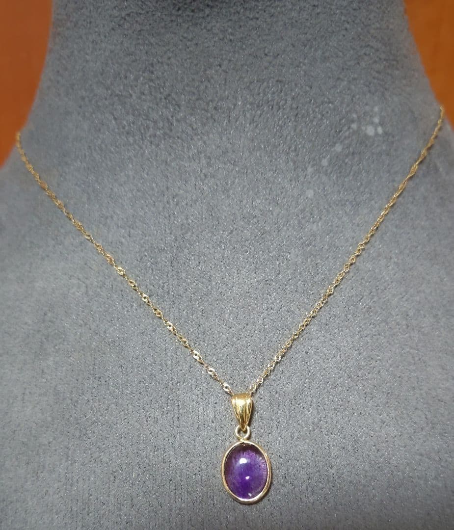 K18金 アメジスト オーバルチャーム