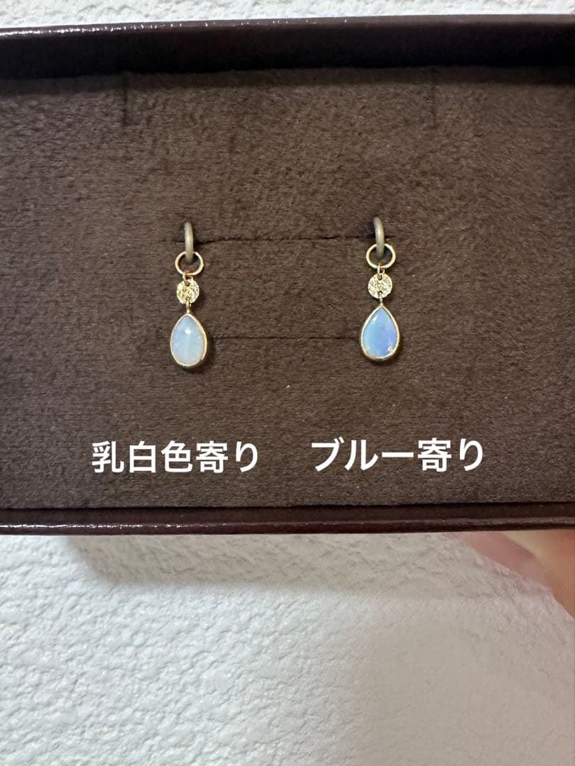 agete アガット　K10オパールピアスチャーム　イヤリングチャーム　箱付き
