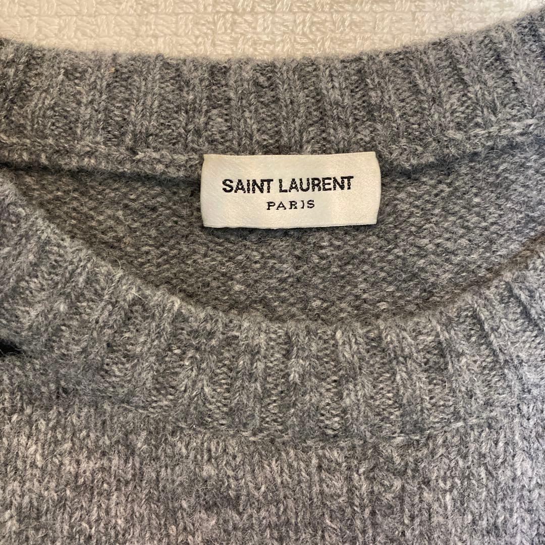 SAINT LAURENT グレー ストライプ セーター　ニット　サンローラン