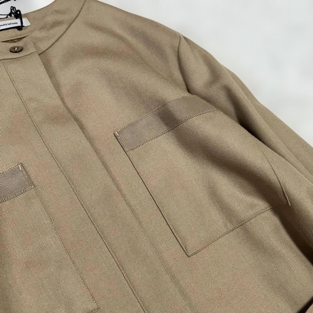 ✨未使用級✨Aquascutum スタンドカラーウールシャツワンピース ベルト付