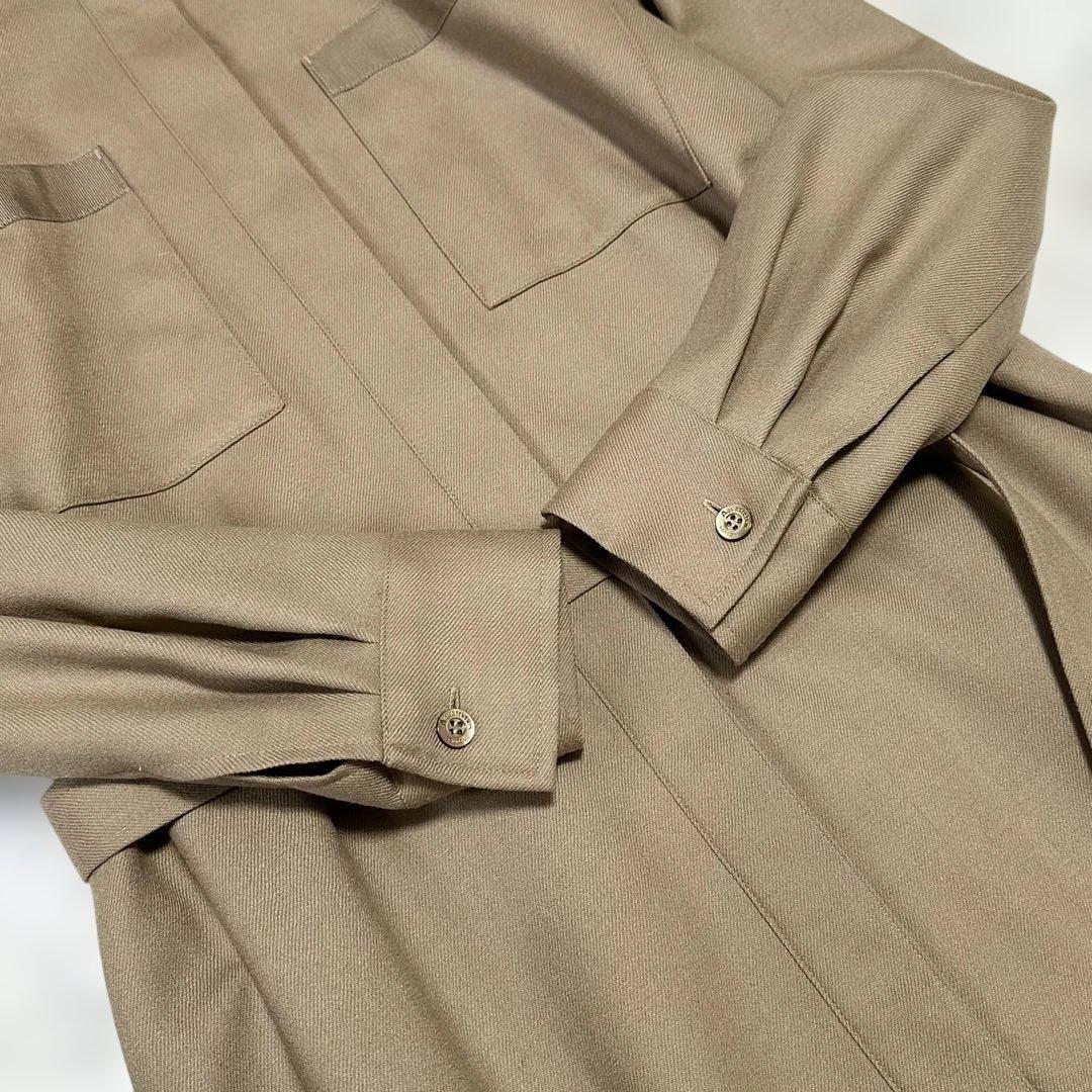 ✨未使用級✨Aquascutum スタンドカラーウールシャツワンピース ベルト付