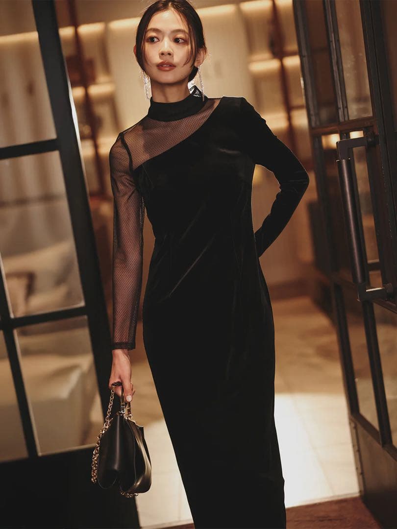 2025AW anuans シアーコンビタイトワンピース アニュアンス Mサイズ