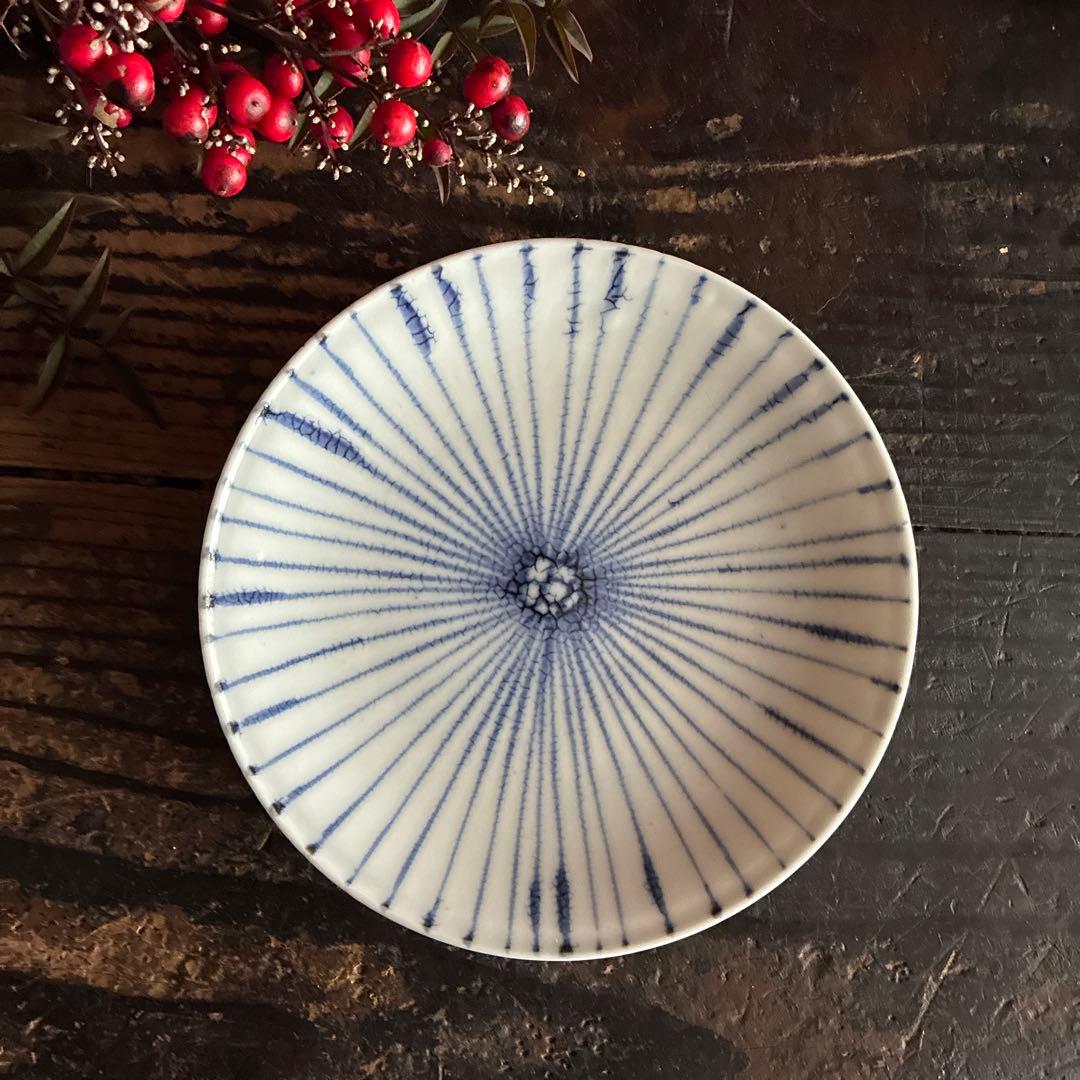 骨董　古伊万里　九谷　染付　松笠　麦藁手　角福　平皿　膾皿　５客限り