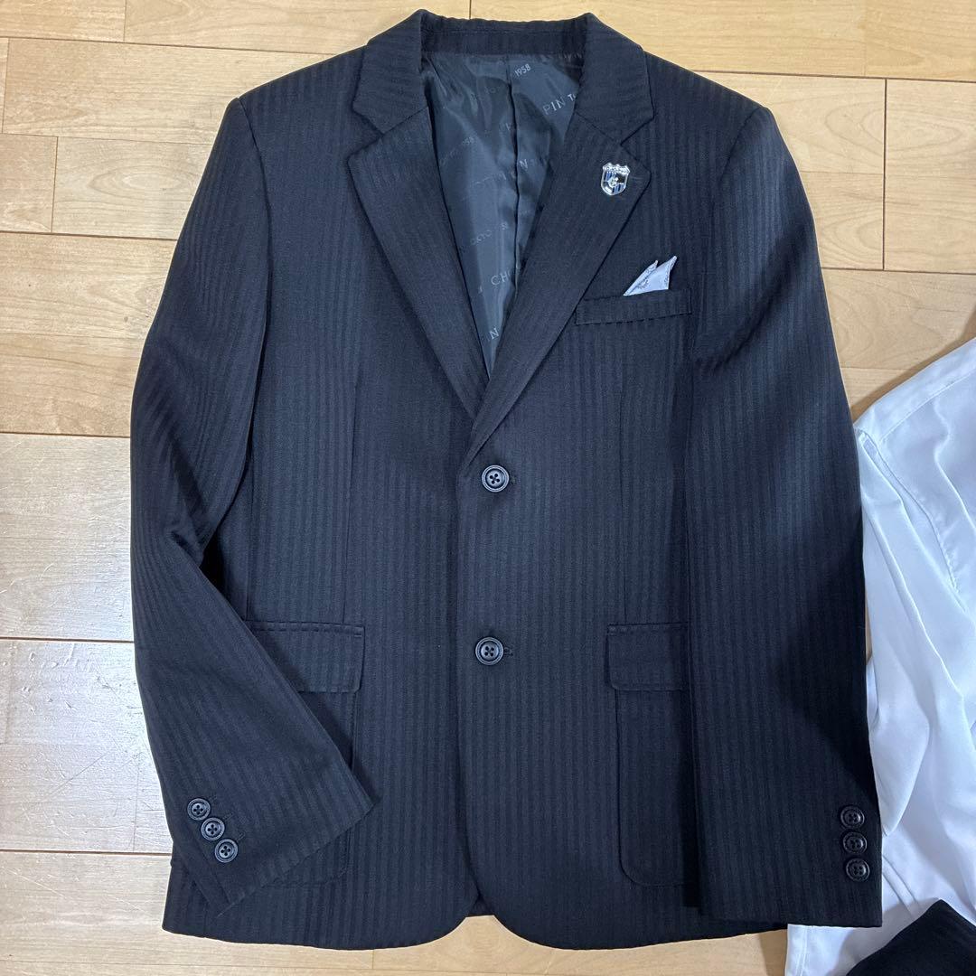CHOPIN黒ストライプスーツ ジャケットパンツ5点セット細身卒業式男の子160