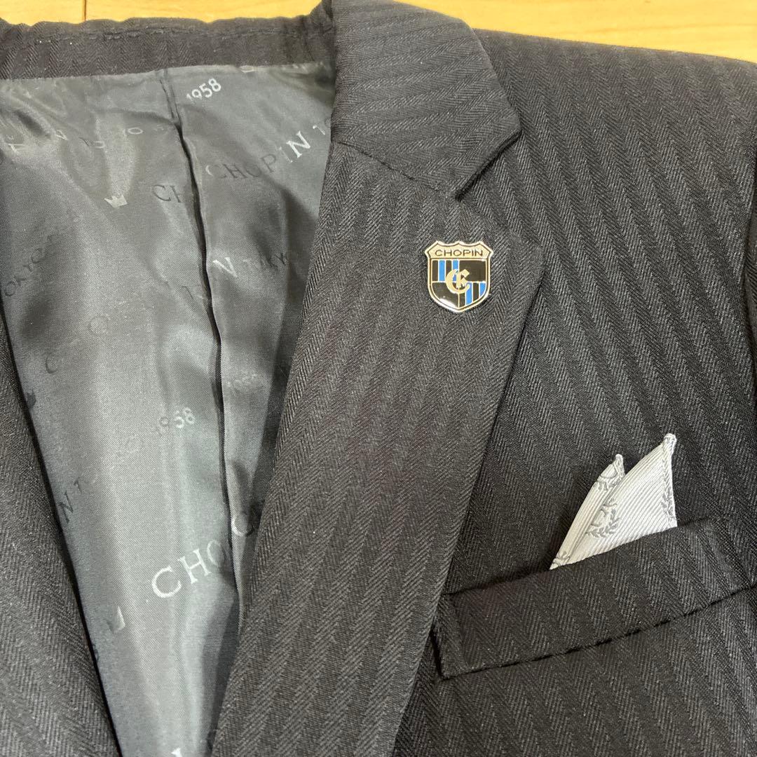 CHOPIN黒ストライプスーツ ジャケットパンツ5点セット細身卒業式男の子160