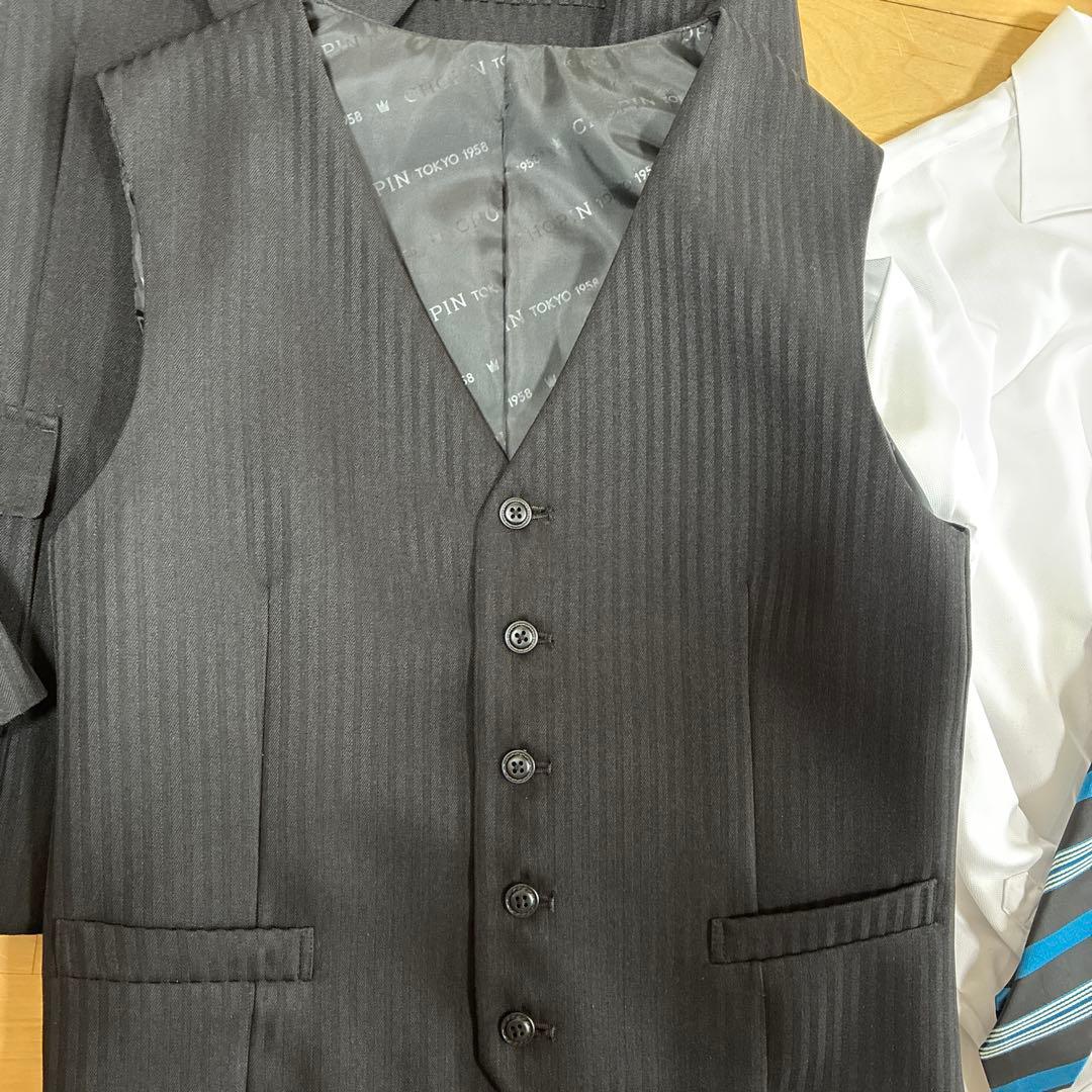 CHOPIN黒ストライプスーツ ジャケットパンツ5点セット細身卒業式男の子160