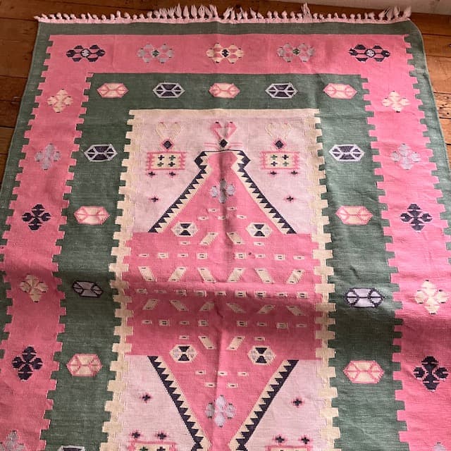 ヴィンテージ オールド キリム ラグ マット 絨毯 手織 古道具 手織り 幾何学