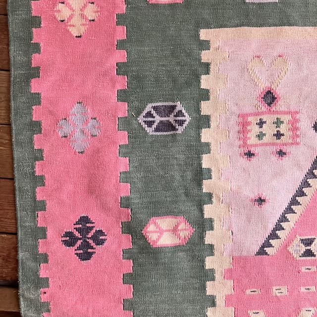 ヴィンテージ オールド キリム ラグ マット 絨毯 手織 古道具 手織り 幾何学