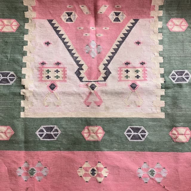 ヴィンテージ オールド キリム ラグ マット 絨毯 手織 古道具 手織り 幾何学