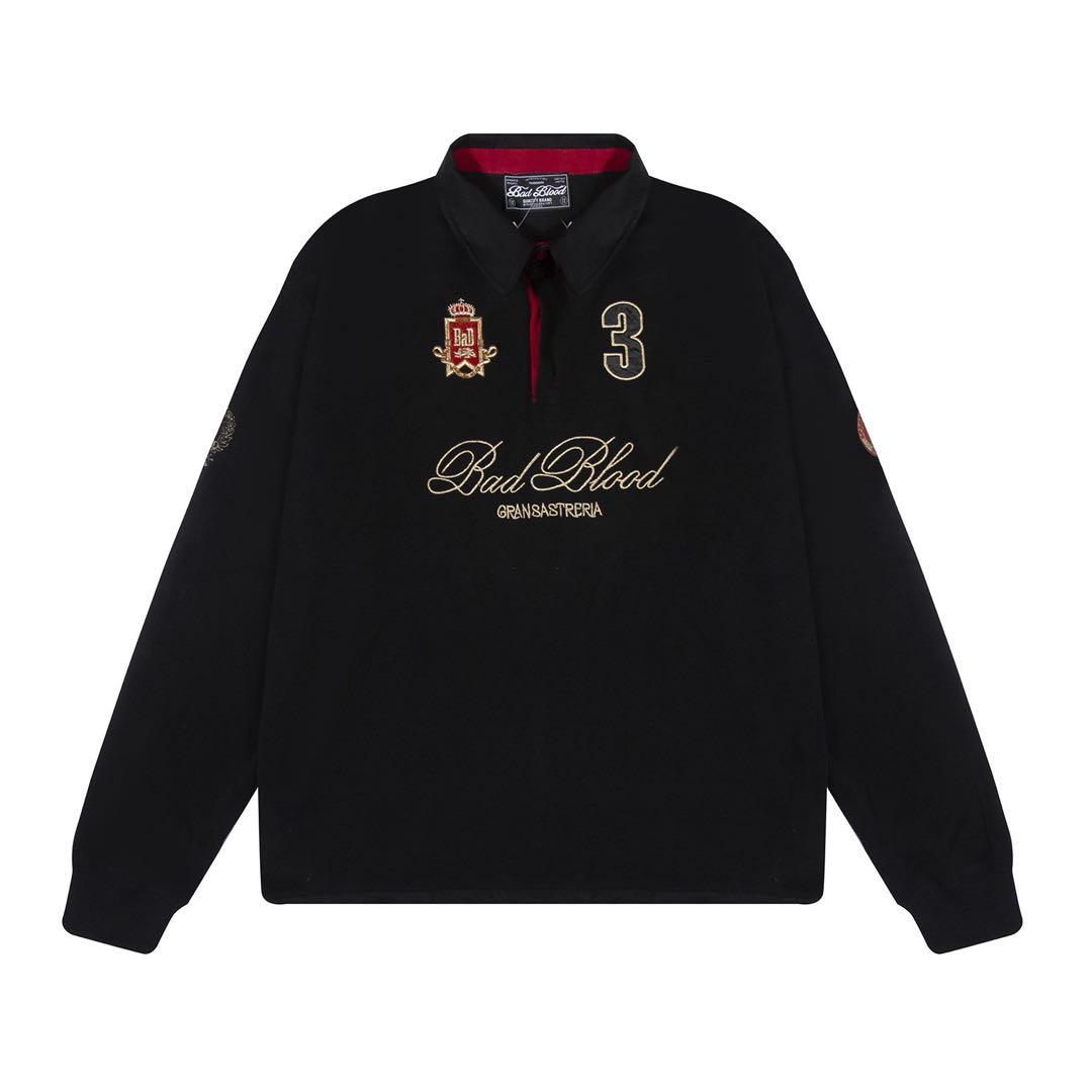Bad Blood 黒 長袖ポロシャツ 3