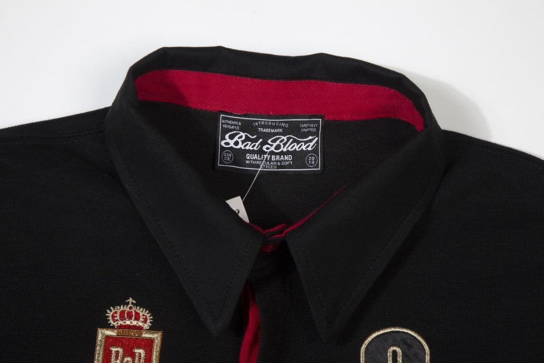 Bad Blood 黒 長袖ポロシャツ 3