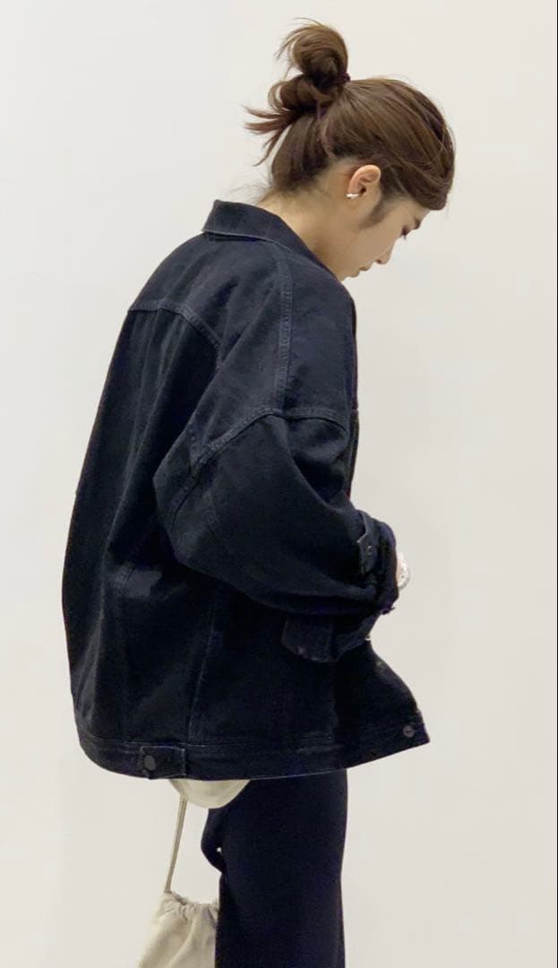 AP STUDIO ブラックオーバーサイズデニムジャケット
