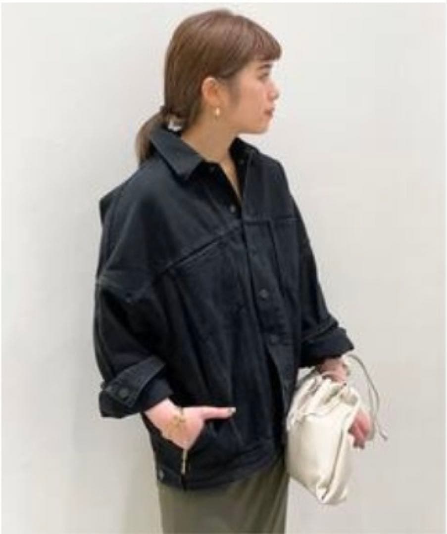 AP STUDIO ブラックオーバーサイズデニムジャケット