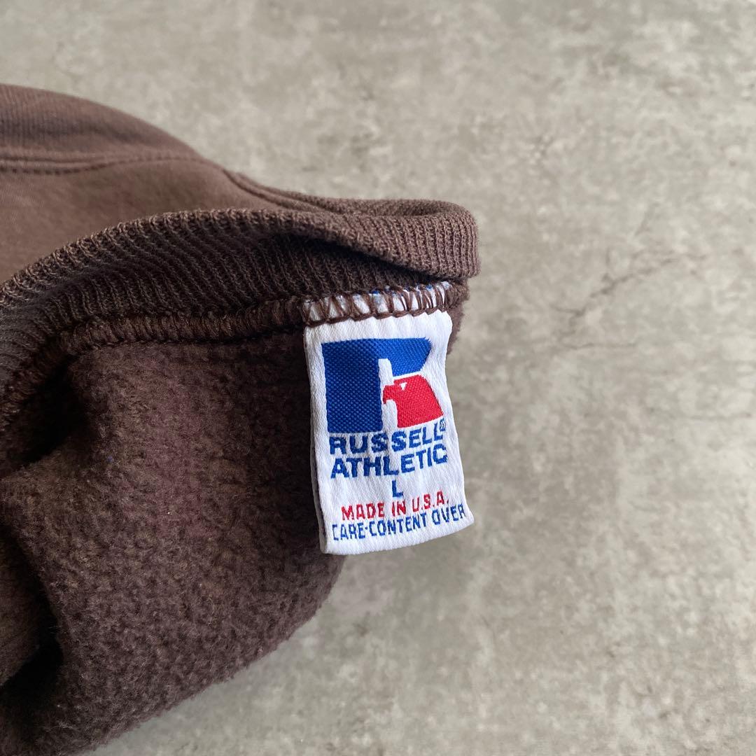 さと ラッセル 前V 無地 スウェット USA製 L モカブラウン