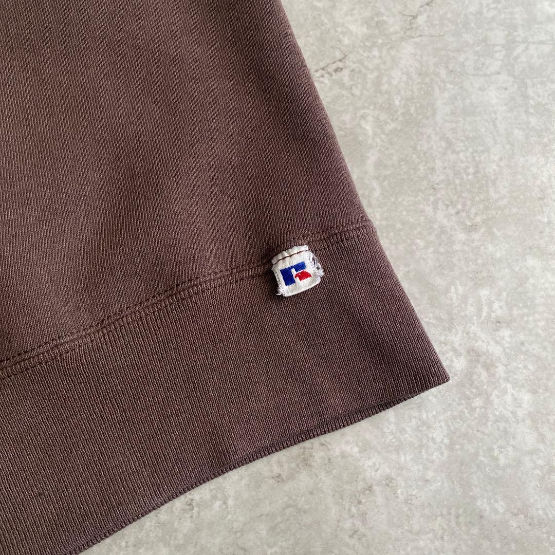 さと ラッセル 前V 無地 スウェット USA製 L モカブラウン