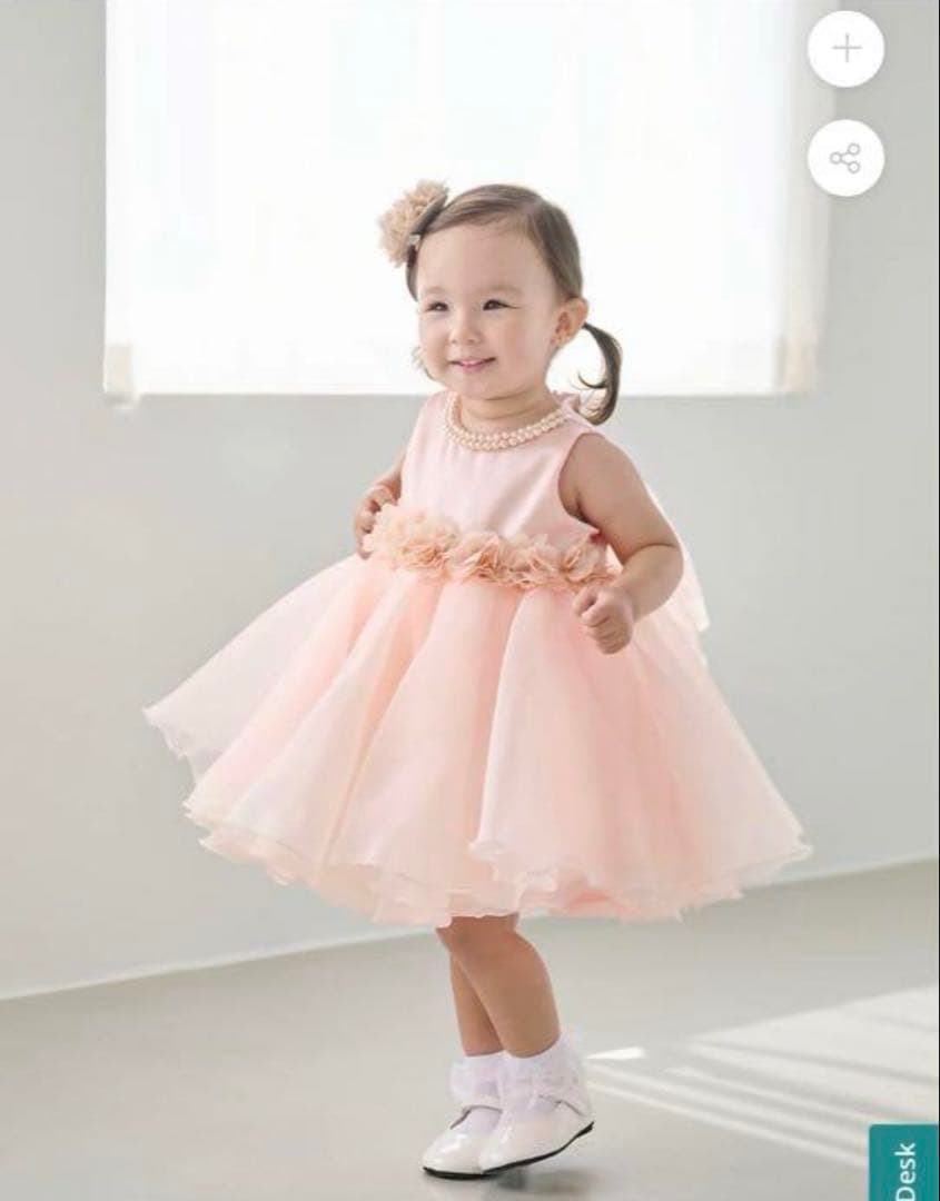 美品★DRESCCO ベビー・ツーラインパールベビーピンクドレス　105