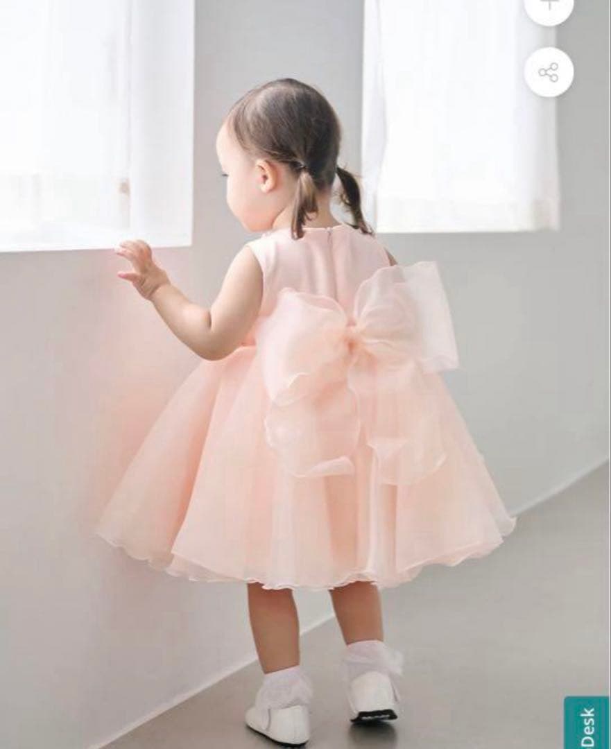 美品★DRESCCO ベビー・ツーラインパールベビーピンクドレス　105