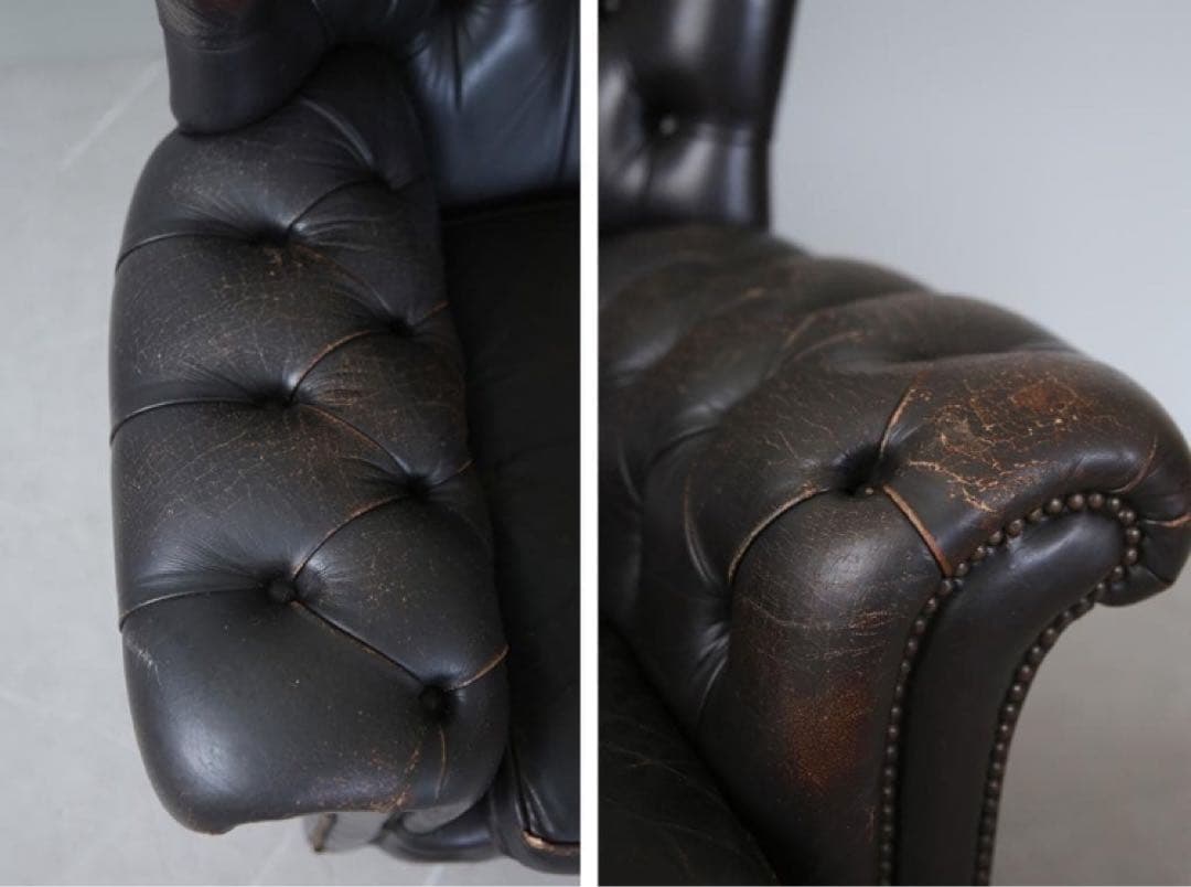 サ*️様 英国アンティークチェスターフィールドアームチェア/本革レザーソファー8