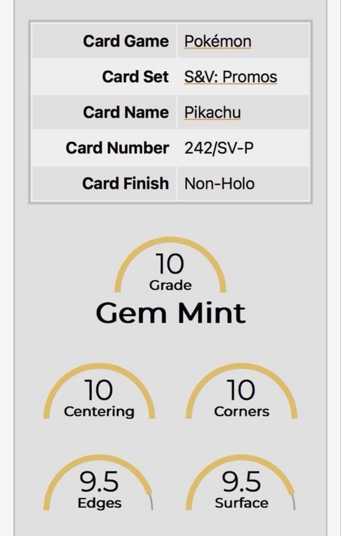 【PCG10】ピカチュウ イラストコンテスト 242/SV-P PSA10相当