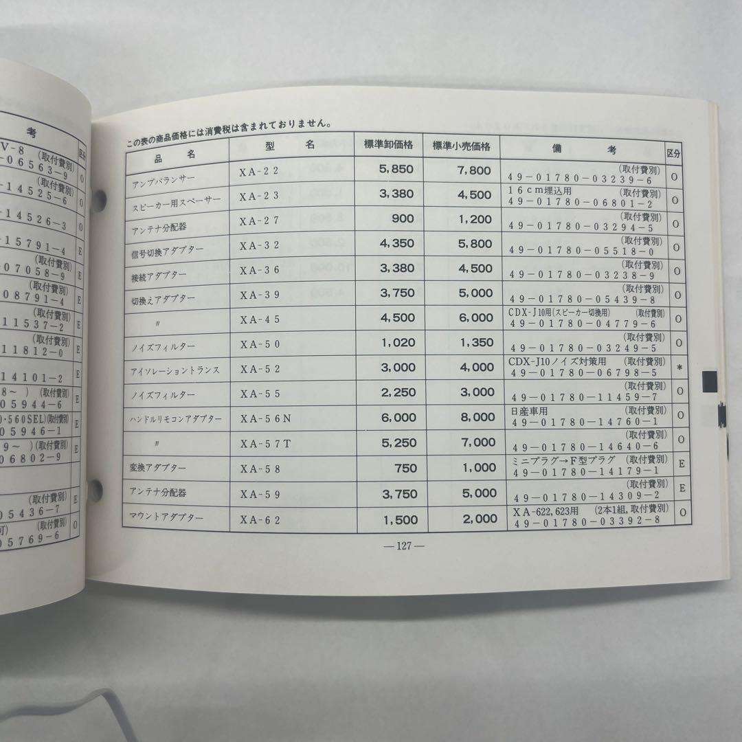 SONY 一般商品価格表　平成3年5月31日1991 価格表セールスマンカタログ
