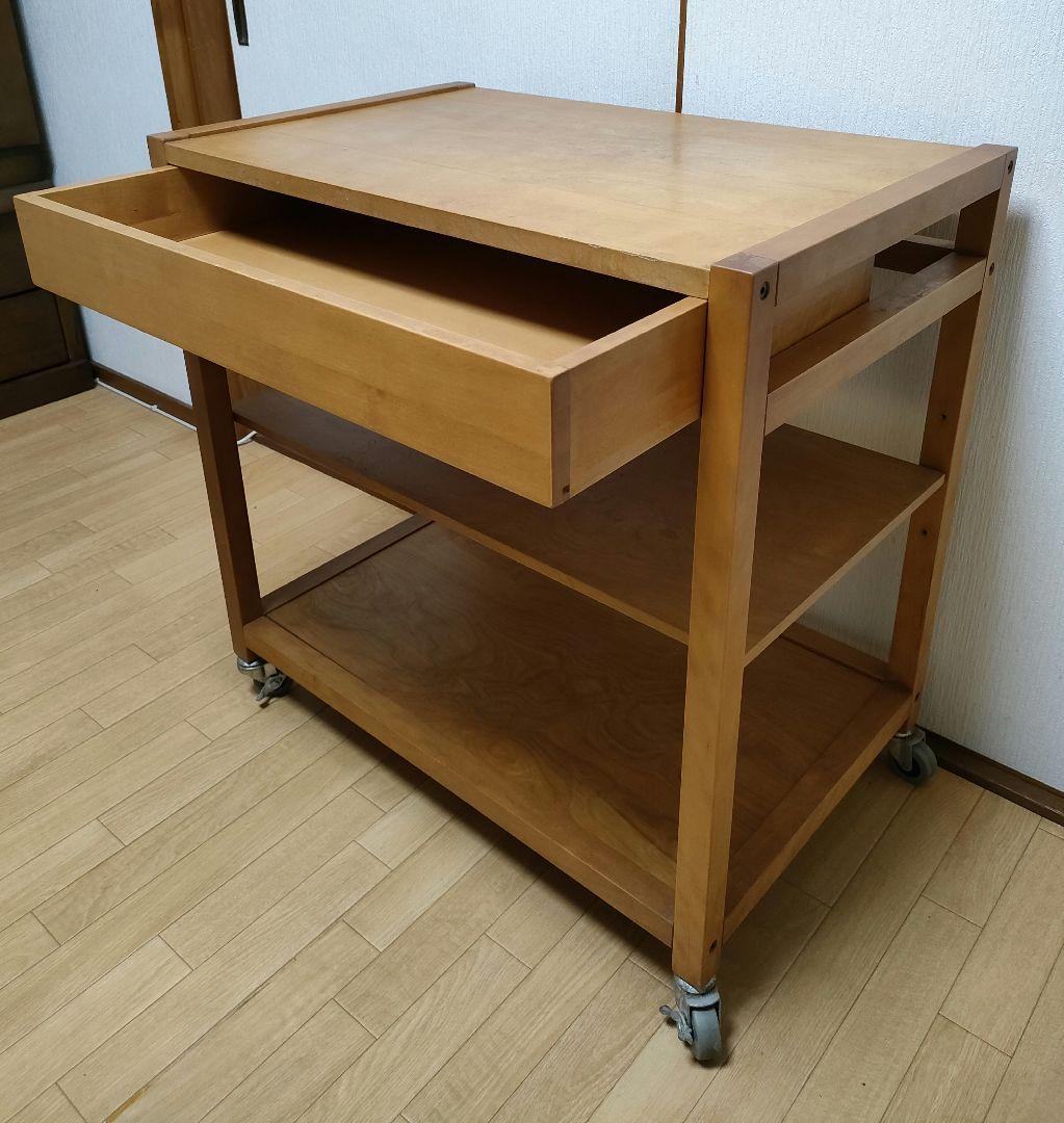 【無印良品】【天然木】【炊飯器、レンジ台】引出し キッチンワゴン キャスター付