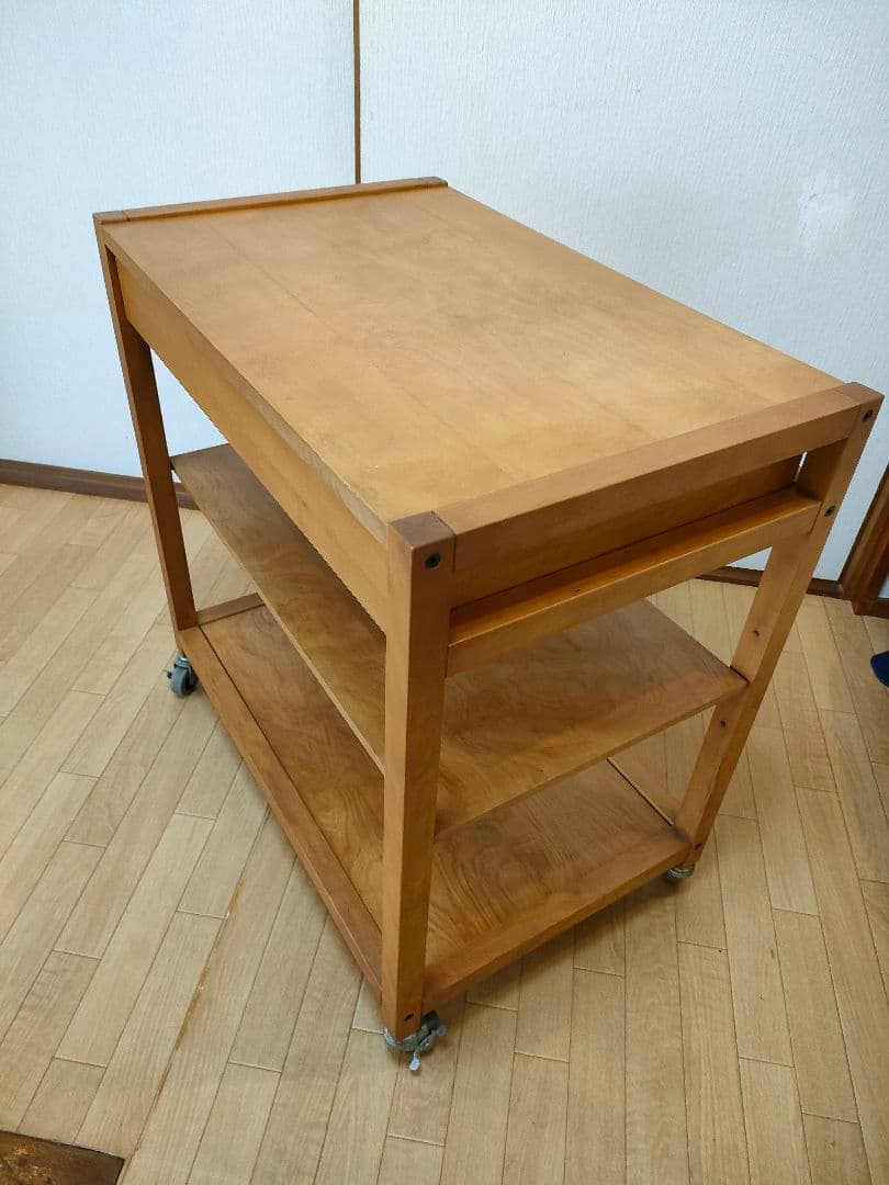 【無印良品】【天然木】【炊飯器、レンジ台】引出し キッチンワゴン キャスター付