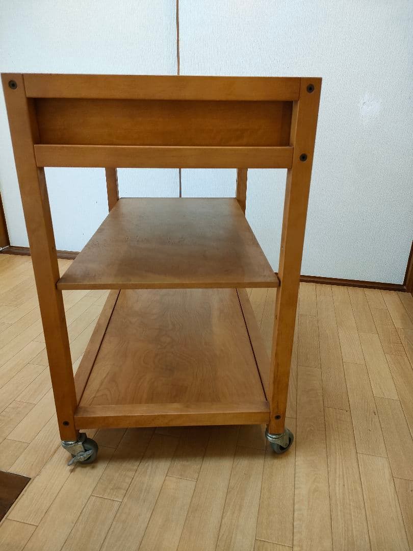 【無印良品】【天然木】【炊飯器、レンジ台】引出し キッチンワゴン キャスター付