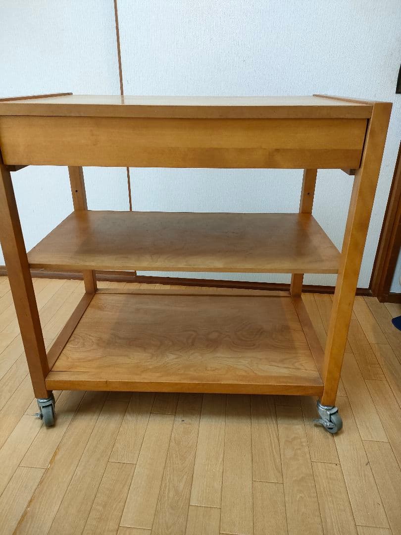 【無印良品】【天然木】【炊飯器、レンジ台】引出し キッチンワゴン キャスター付